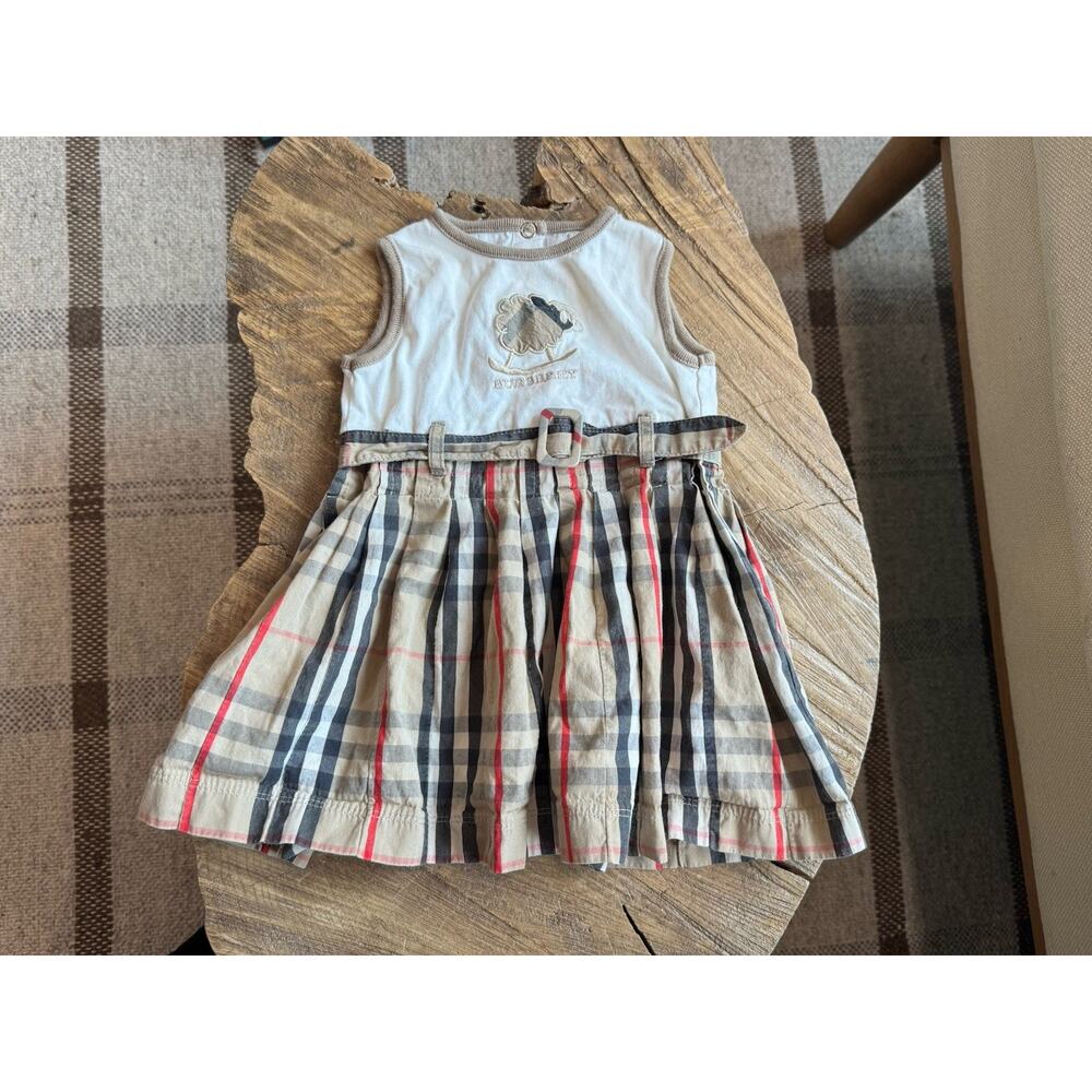 Burberry Nova Check Baby Girl Dress Sheep Belt Flare 9 Month Sleeveless